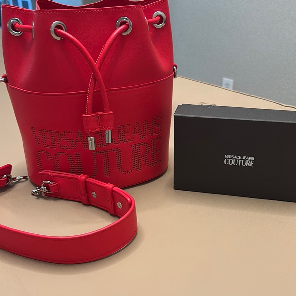 Versace Jeans Collection Red Bucket Bag